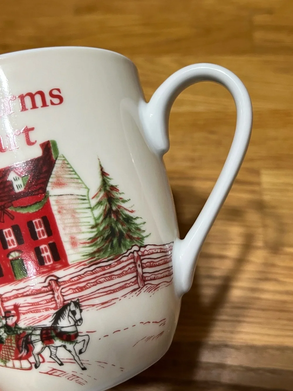 Fitz and Floyd “Home Warms the Heart” Christmas Holiday Winter Scene Mugs